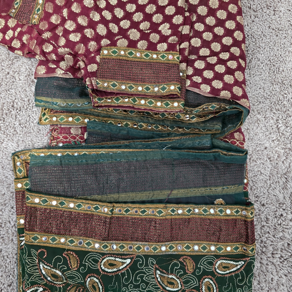 Bombay Maroon and Green Saree with Gold Accents